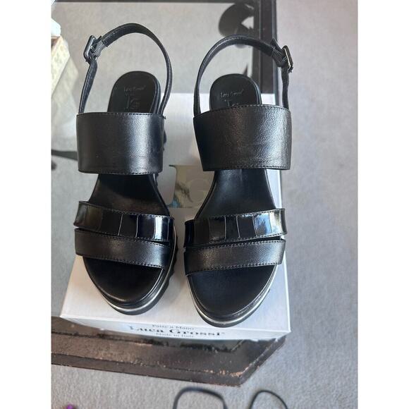 Luca Grossi - Black Wedge Women’s Shoes - Size 39 ½” Made in Italy - Picture 2 of 8